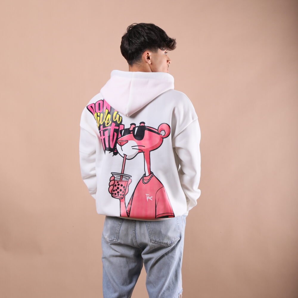 Capuche oversize unisexe – pink panther blanc