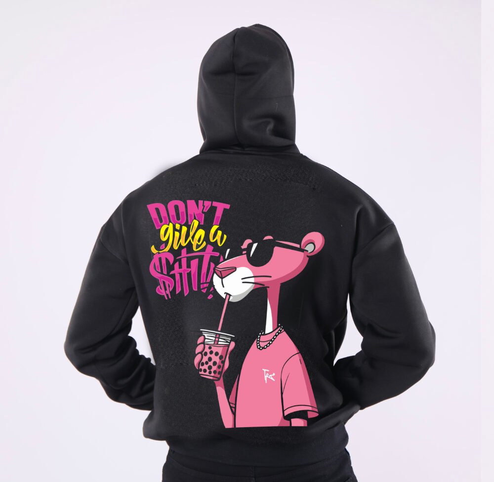 capuche oversize unisexe – pink panther noir